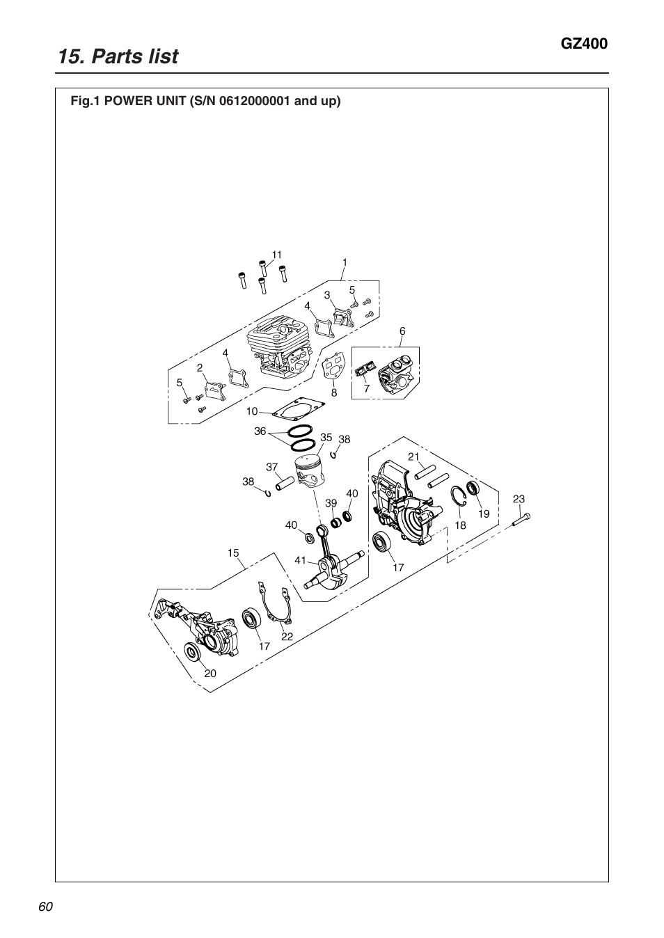 Parts list | RedMax GZ400 User Manual | Page 60 / 72
