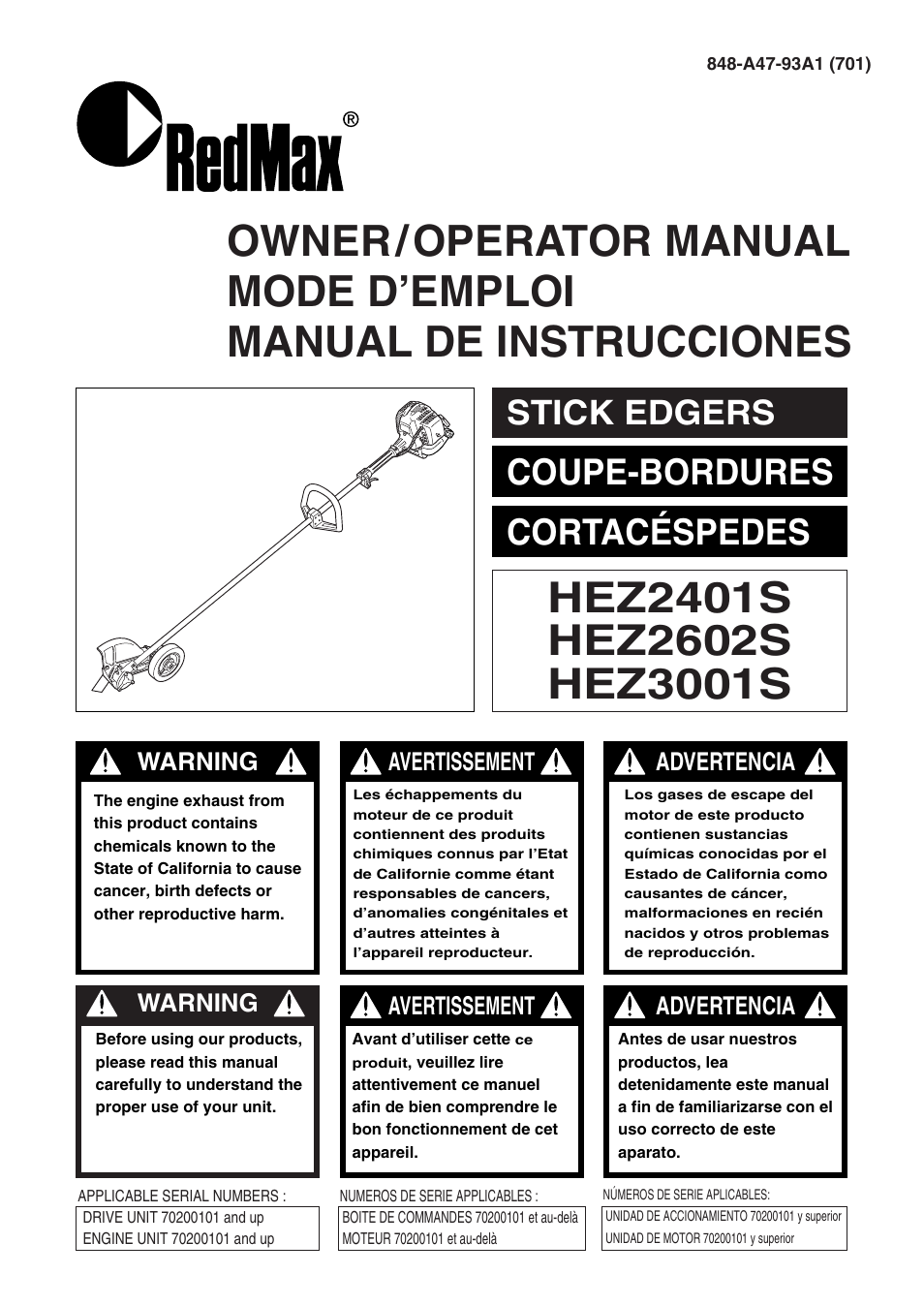 RedMax HEZ2401S User Manual | 64 pages