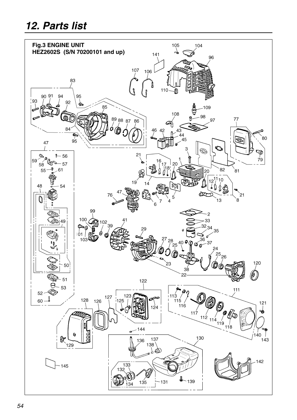 Parts list | RedMax HEZ2401S User Manual | Page 54 / 64