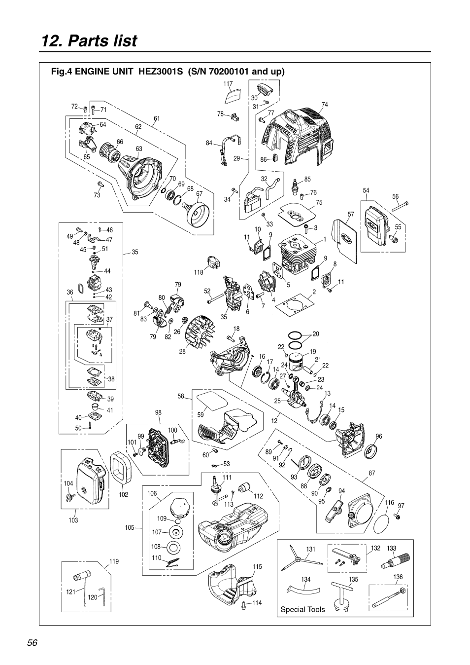 Parts list | RedMax HEZ2401S User Manual | Page 56 / 64
