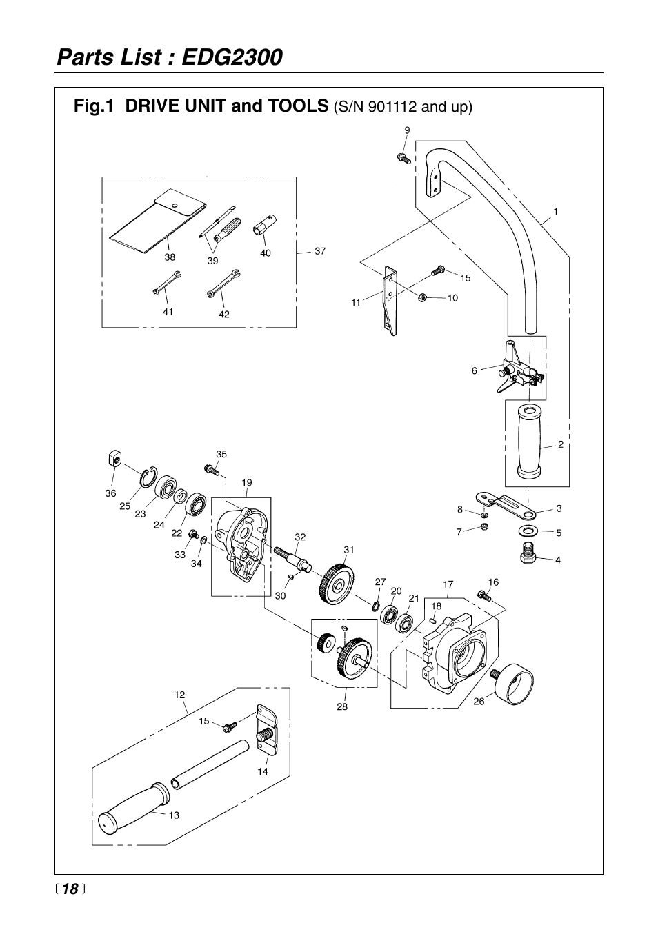 Parts list : edg2300 | RedMax PORTABLE GAS DRILL EDG2300 User Manual | Page 18 / 24