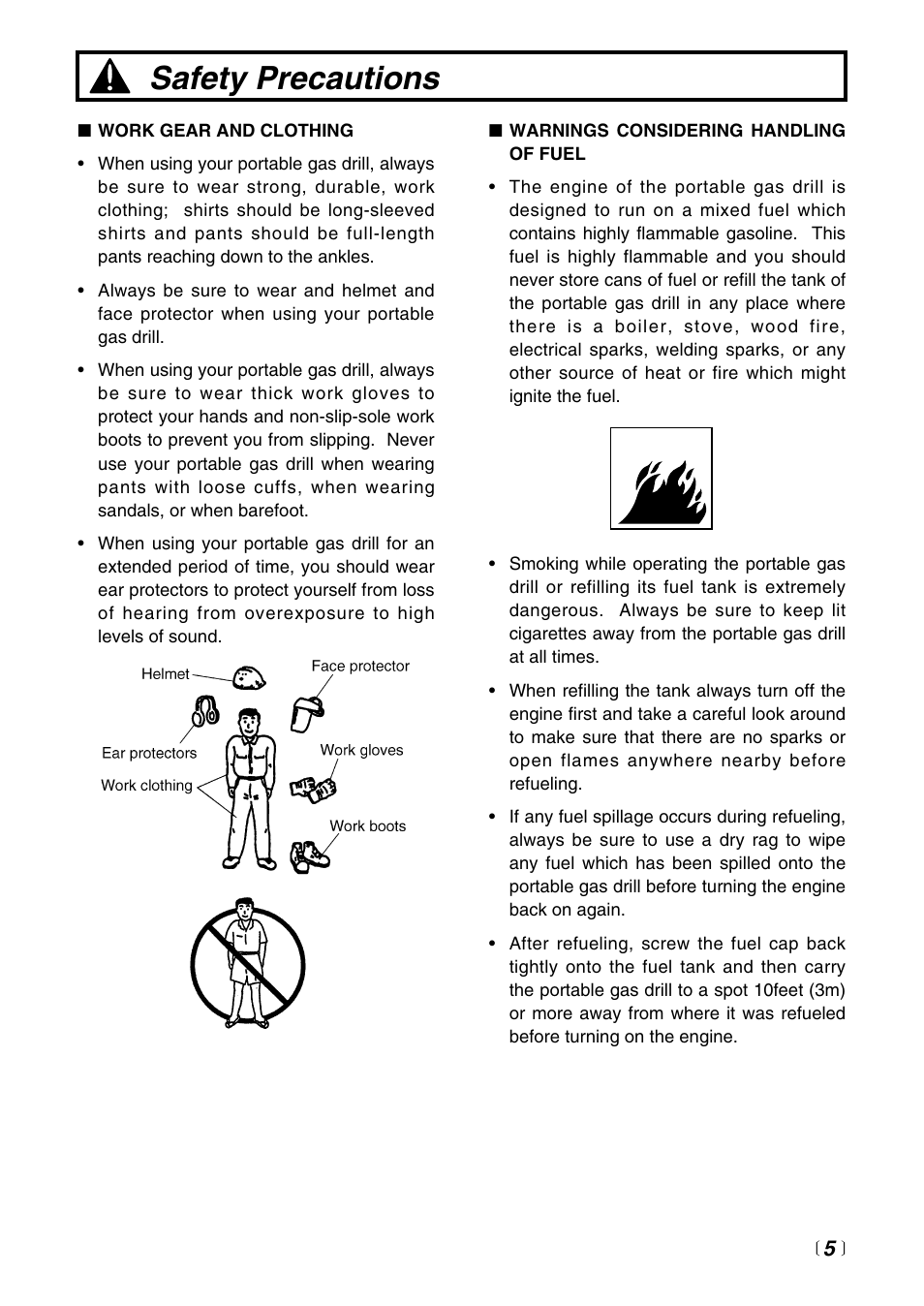 Safety precautions | RedMax PORTABLE GAS DRILL EDG2300 User Manual | Page 5 / 24