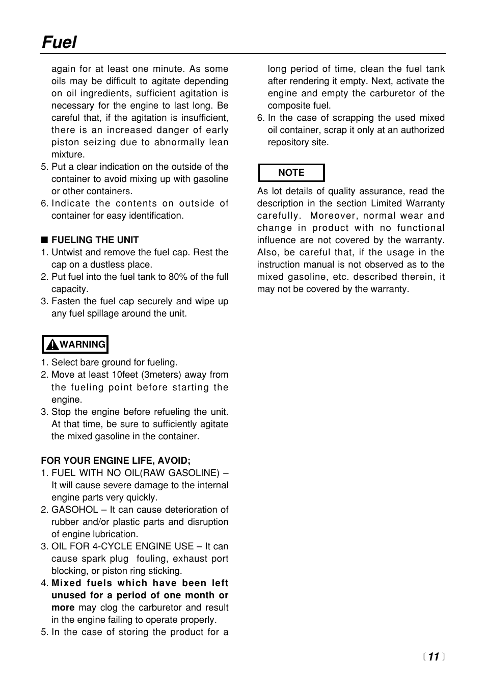 Fuel | RedMax EB4401 User Manual | Page 11 / 28