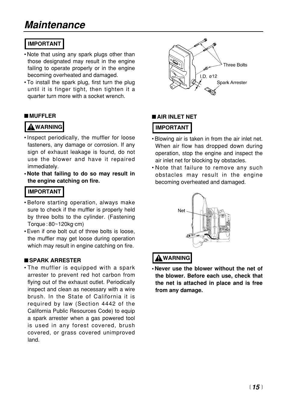Maintenance | RedMax EB4401 User Manual | Page 15 / 28
