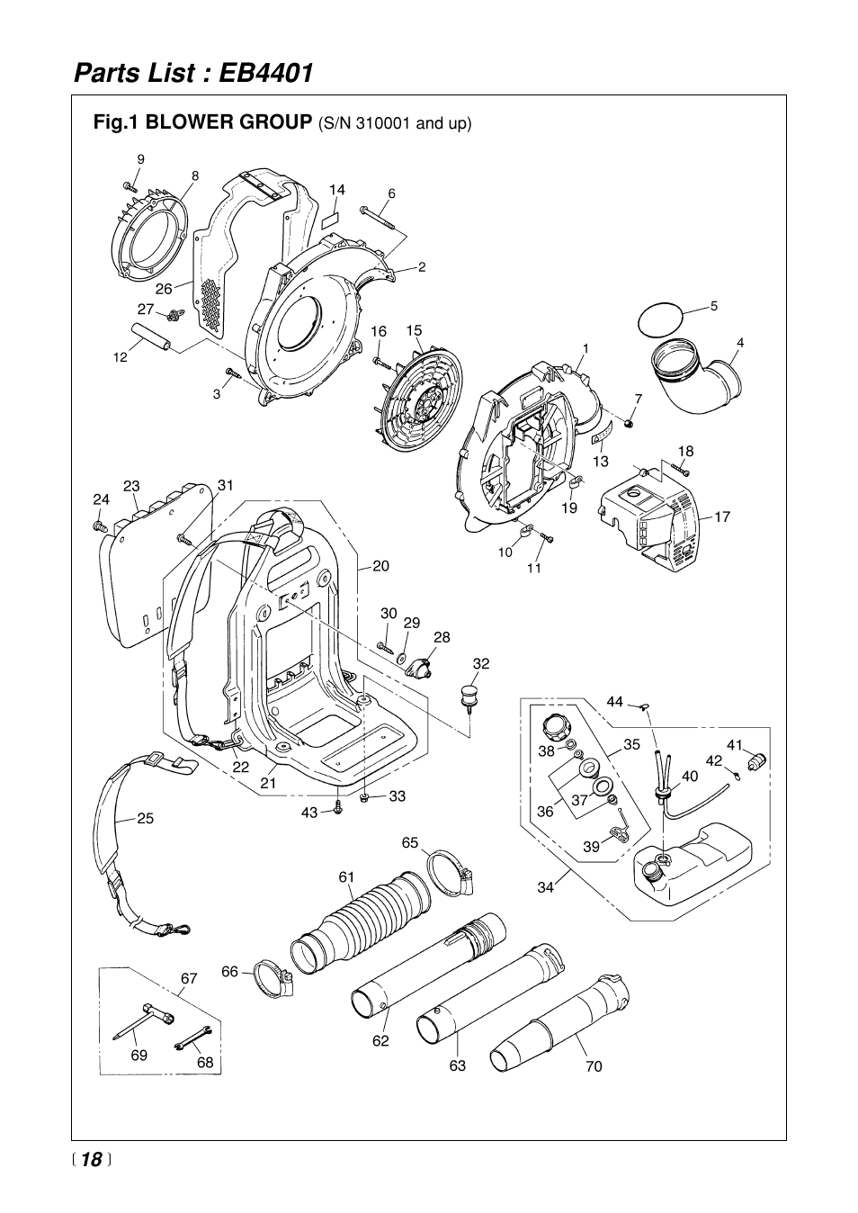 Parts list : eb4401 | RedMax EB4401 User Manual | Page 18 / 28