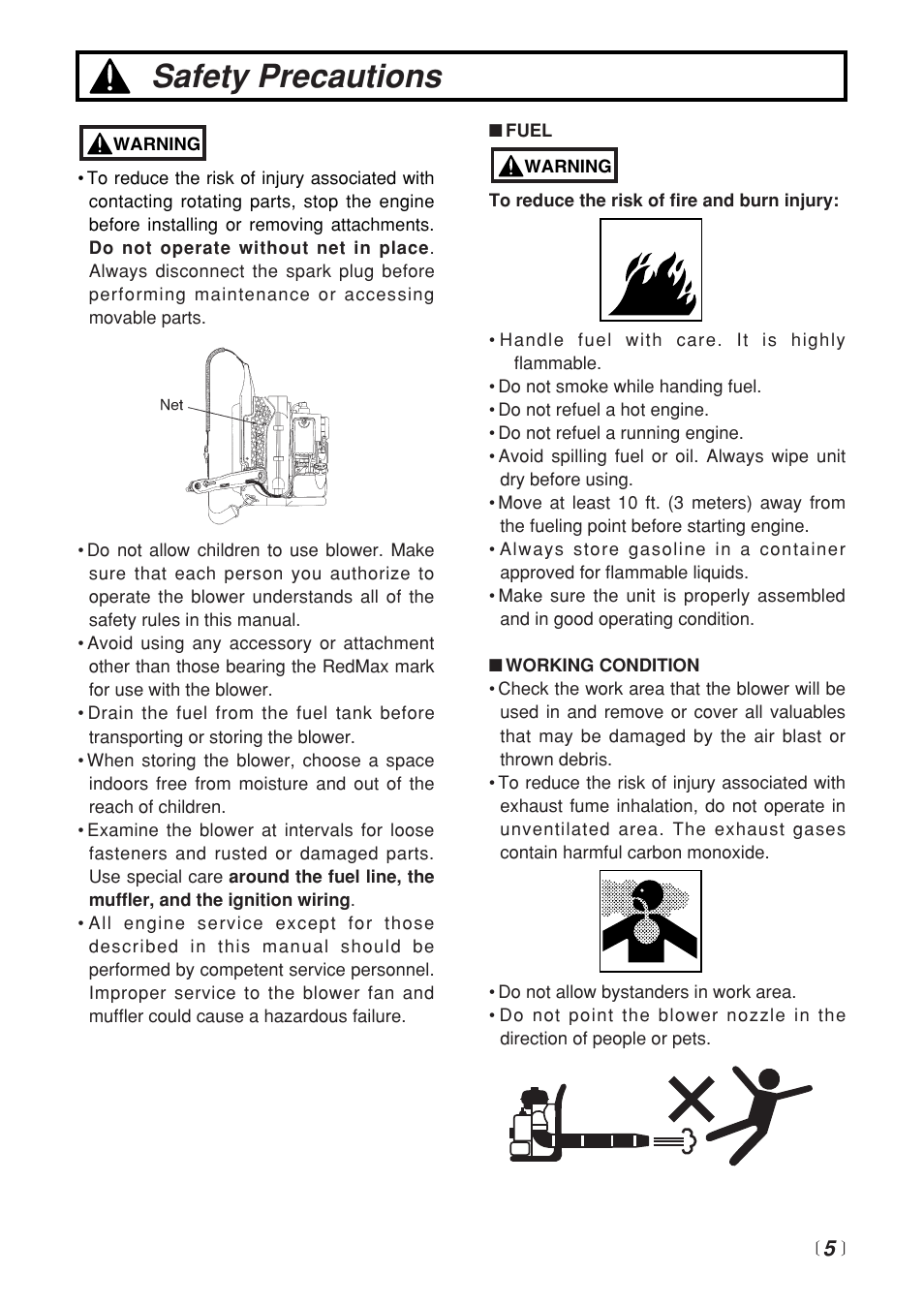 Safety precautions | RedMax EB4401 User Manual | Page 5 / 28