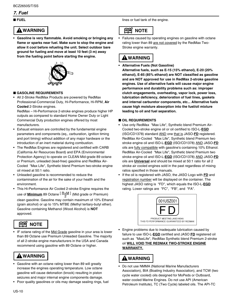 RedMax BCZ2650S User Manual | Page 10 / 22