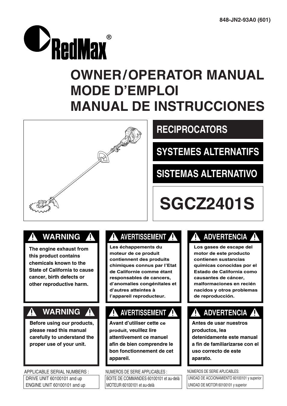RedMax SGCZ2401S User Manual | 60 pages