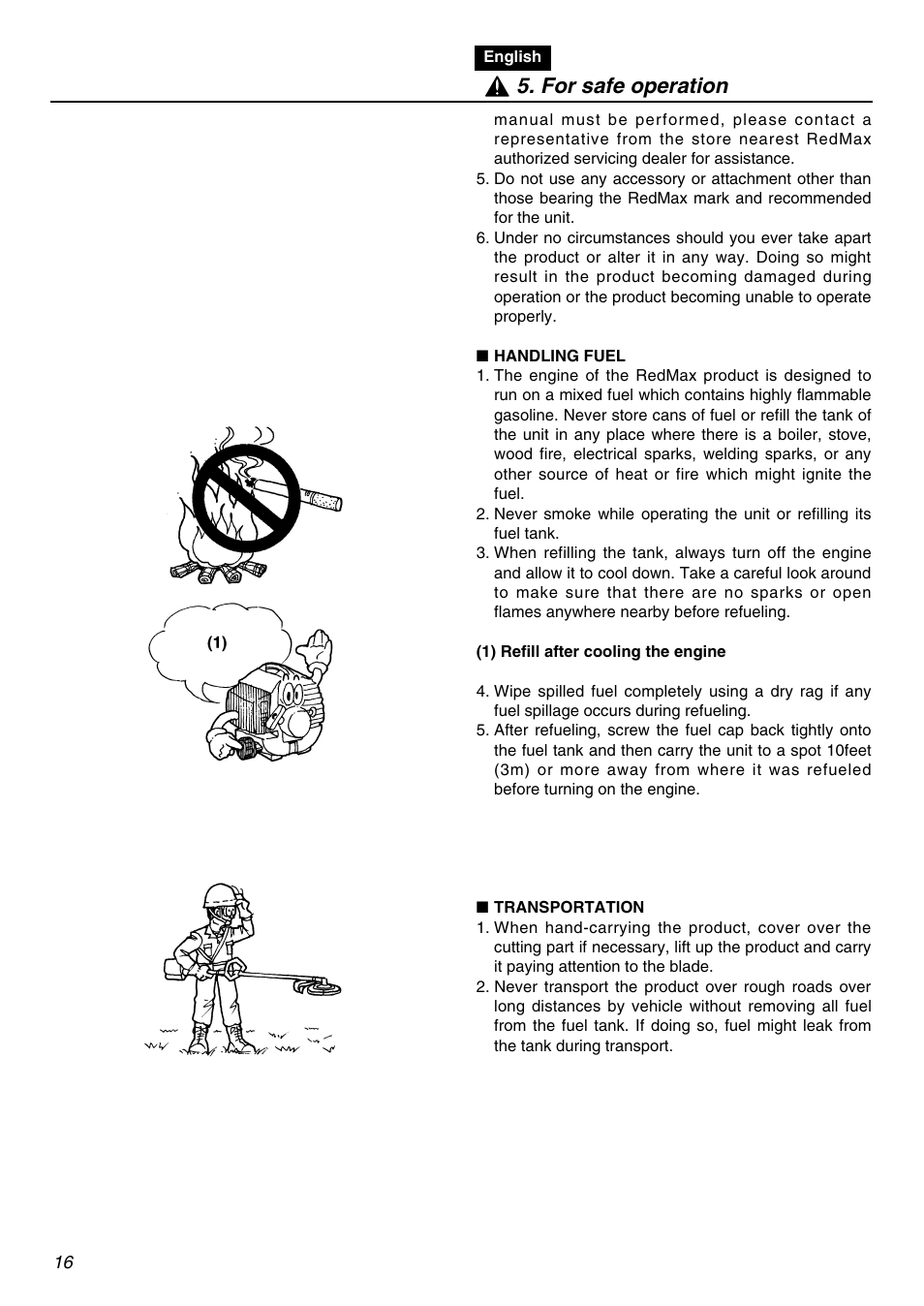 For safe operation | RedMax SGCZ2401S User Manual | Page 16 / 60