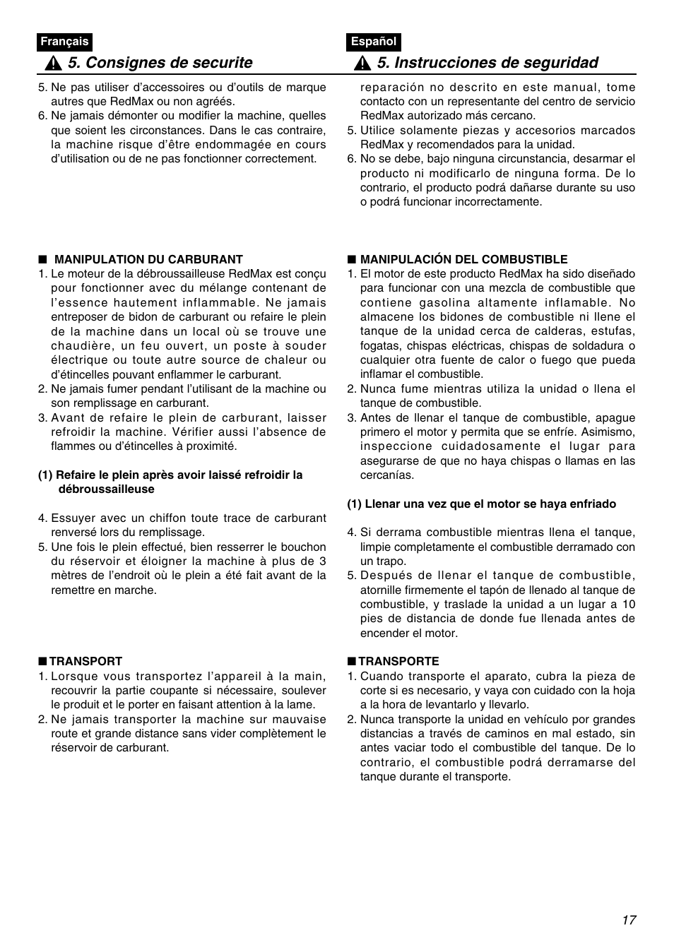 RedMax SGCZ2401S User Manual | Page 17 / 60