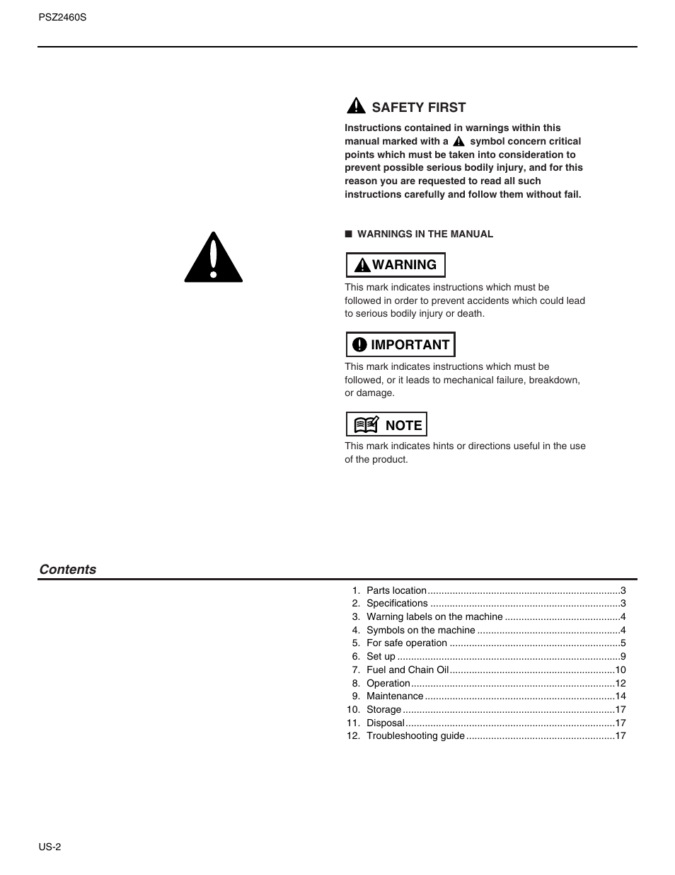 RedMax PSZ2460S User Manual | Page 3 / 20