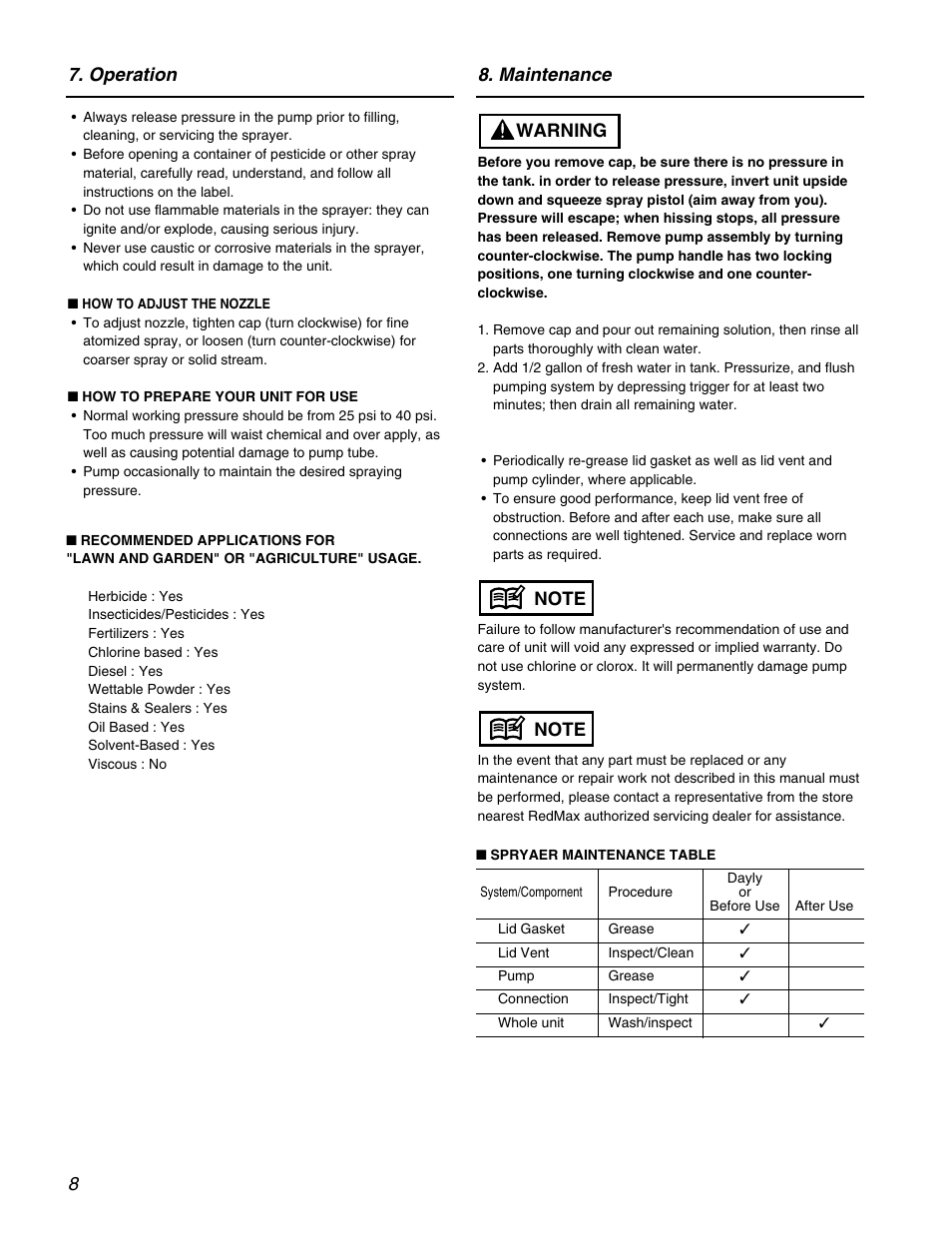Operation | RedMax BACKPACK BM461 User Manual | Page 8 / 12