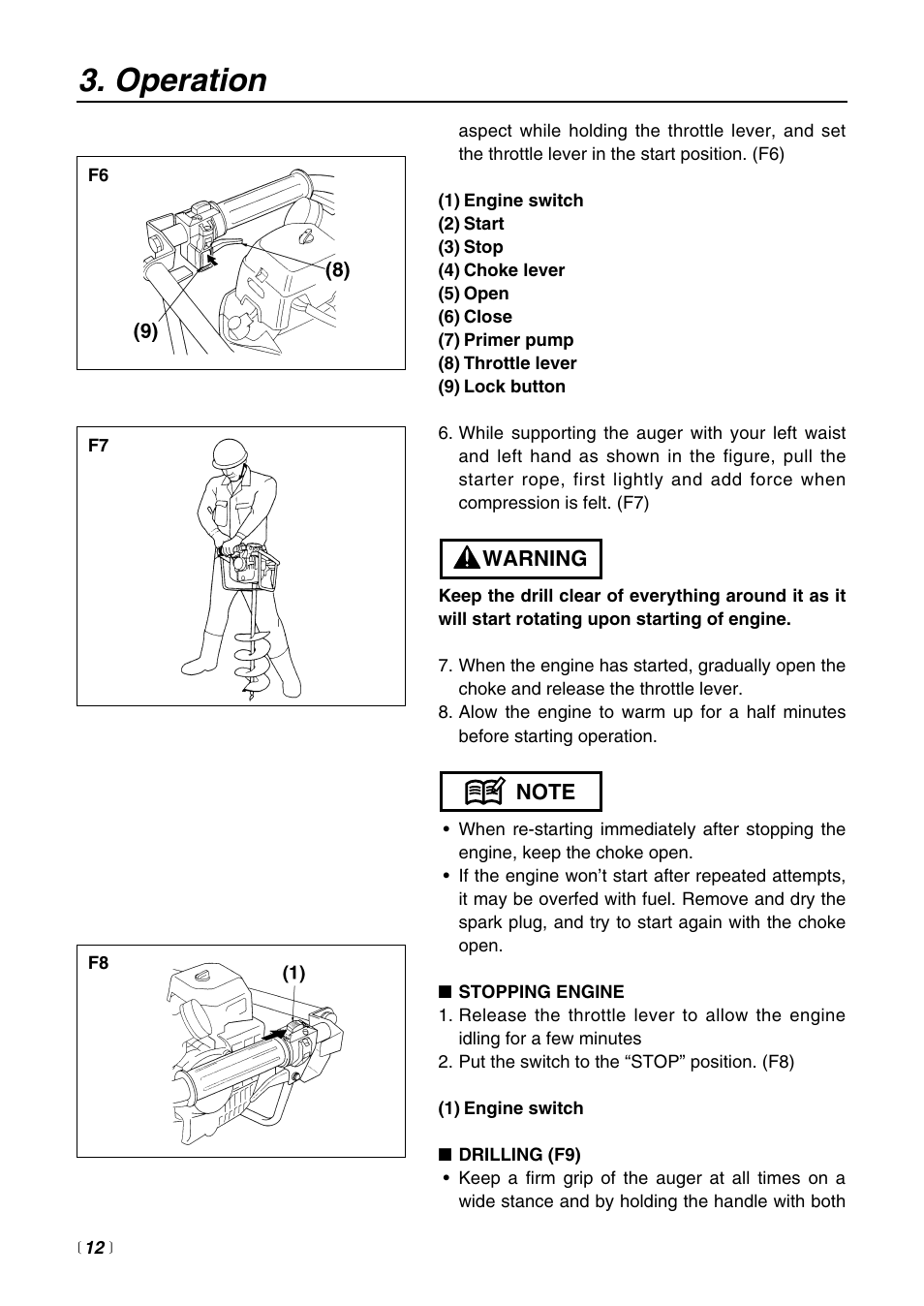 Operation | RedMax POWER AUGER AG4300 User Manual | Page 12 / 24
