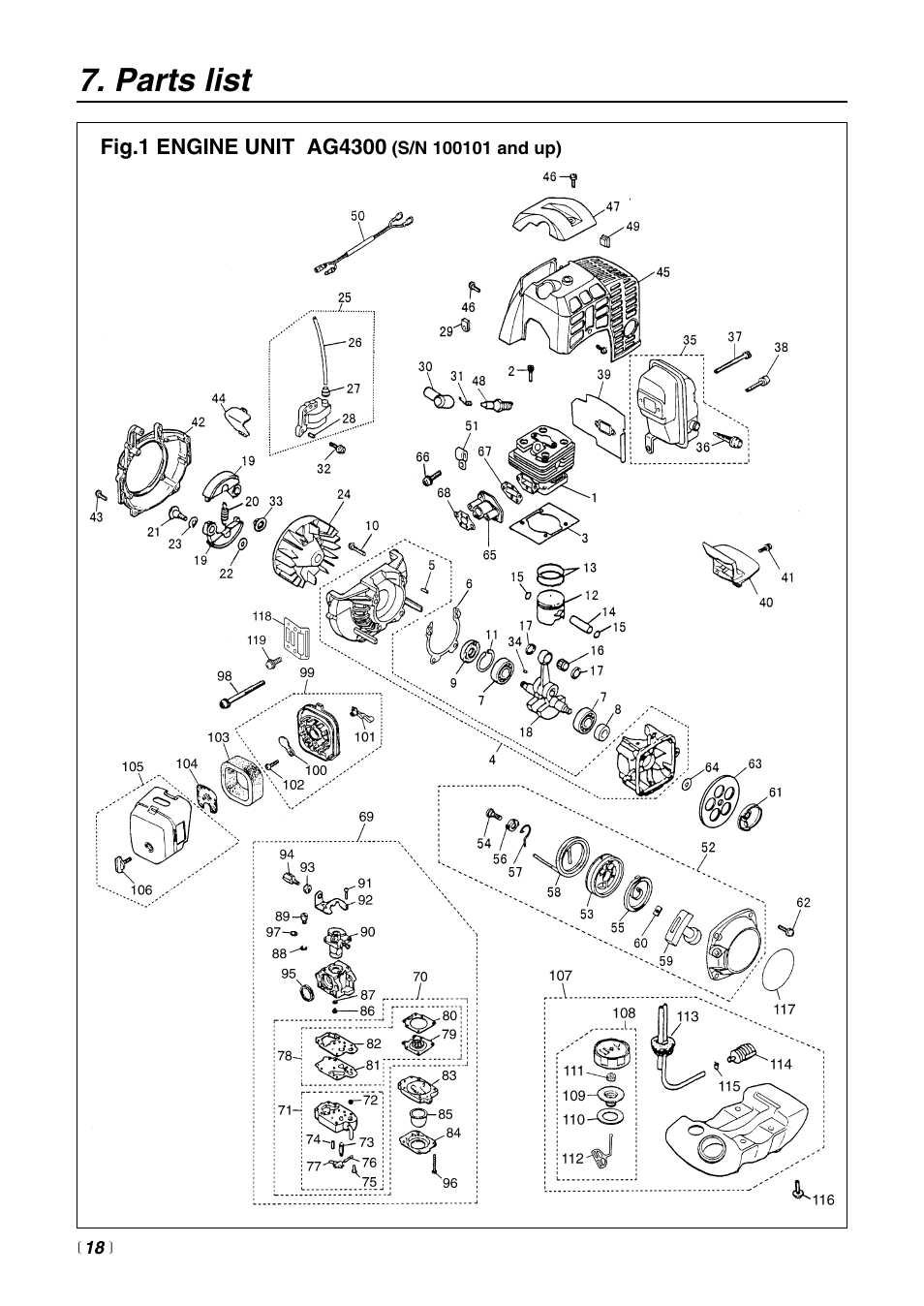 Parts list | RedMax POWER AUGER AG4300 User Manual | Page 18 / 24