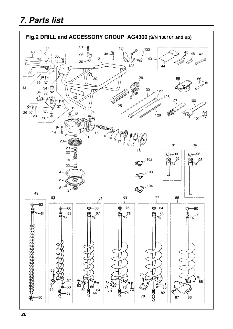 Parts list | RedMax POWER AUGER AG4300 User Manual | Page 20 / 24