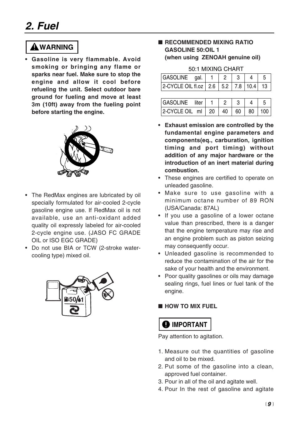 Fuel, Important, Warning | RedMax POWER AUGER AG4300 User Manual | Page 9 / 24