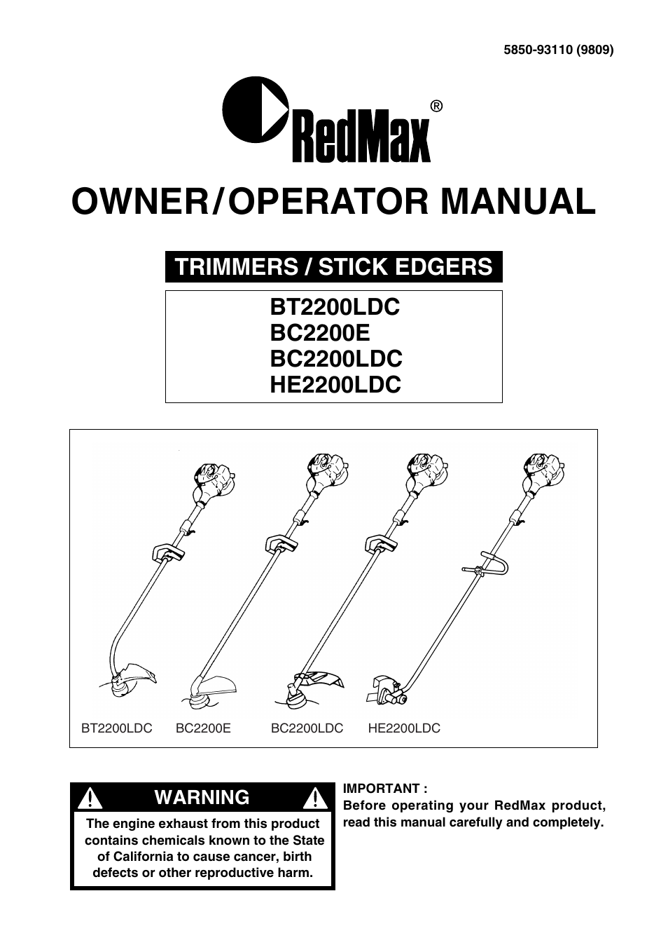 RedMax BT2200LDC User Manual | 24 pages