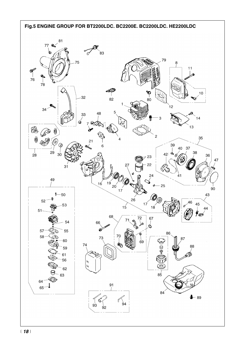 Engine | RedMax BT2200LDC User Manual | Page 20 / 24