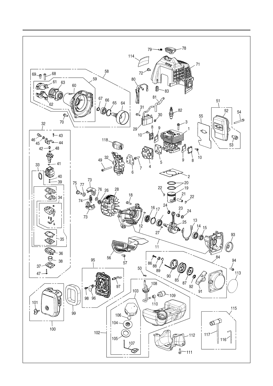 Parts list | RedMax BRUSHCUTTERS BCZ2400S User Manual | Page 32 / 36