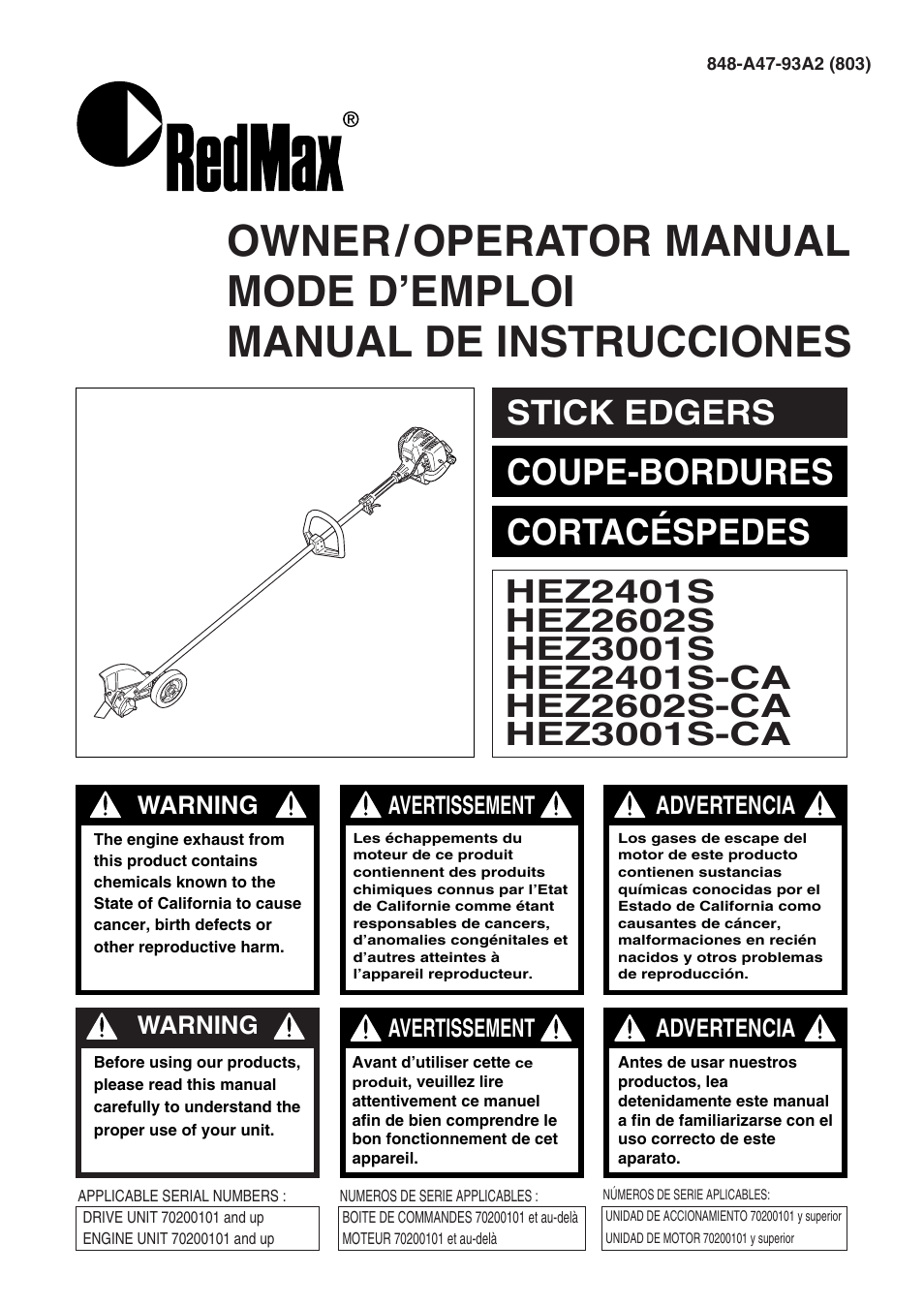 RedMax HEZ3001S User Manual | 68 pages