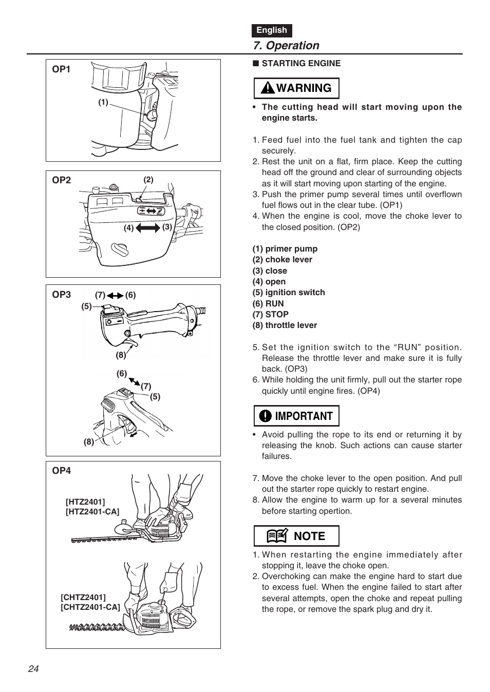 Operation | RedMax CHTZ2401L User Manual | Page 24 / 56
