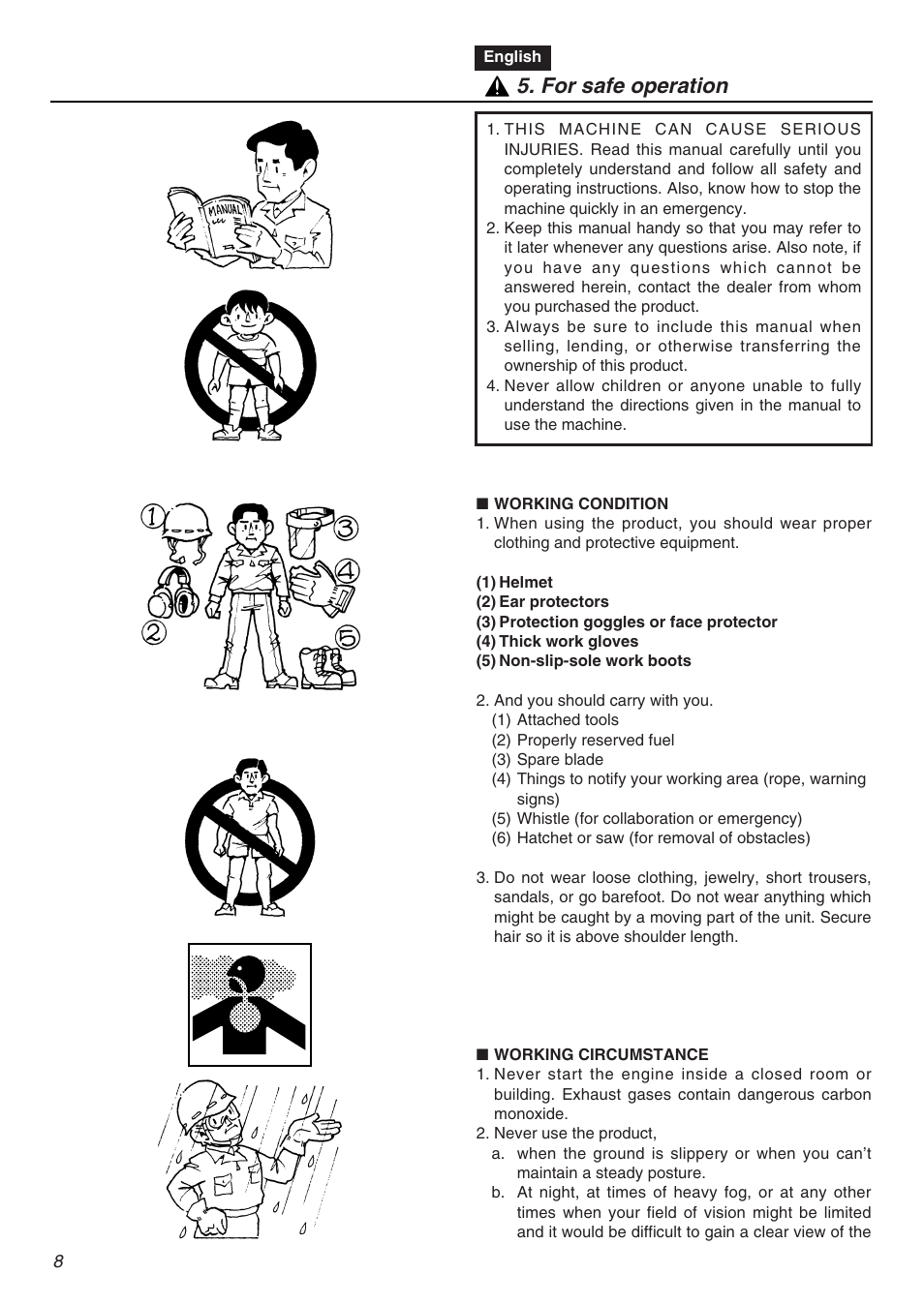 For safe operation | RedMax CHTZ2401L User Manual | Page 8 / 56