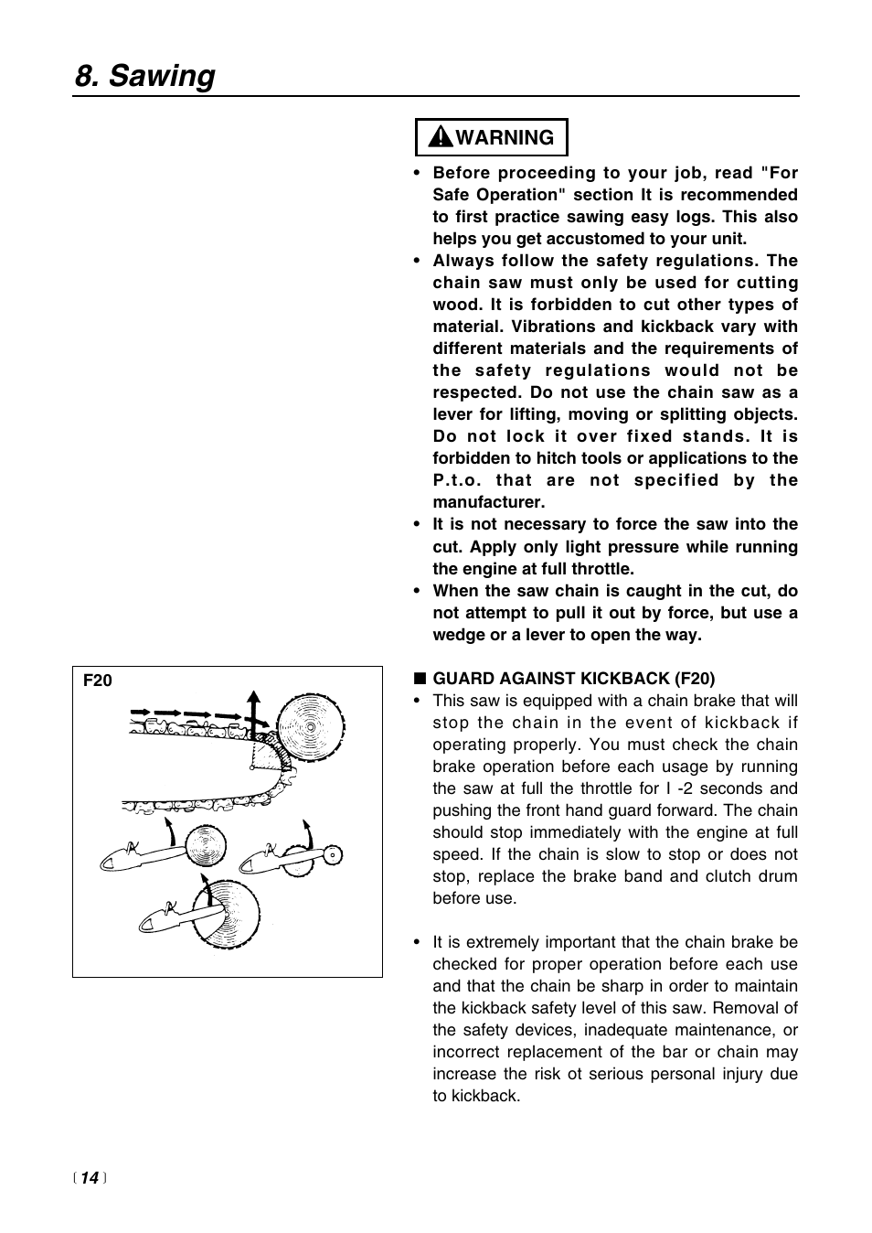 Sawing | RedMax G621AVS User Manual | Page 14 / 32