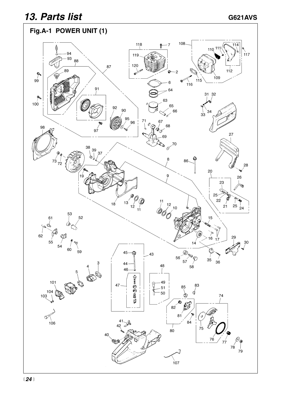 Parts list | RedMax G621AVS User Manual | Page 24 / 32