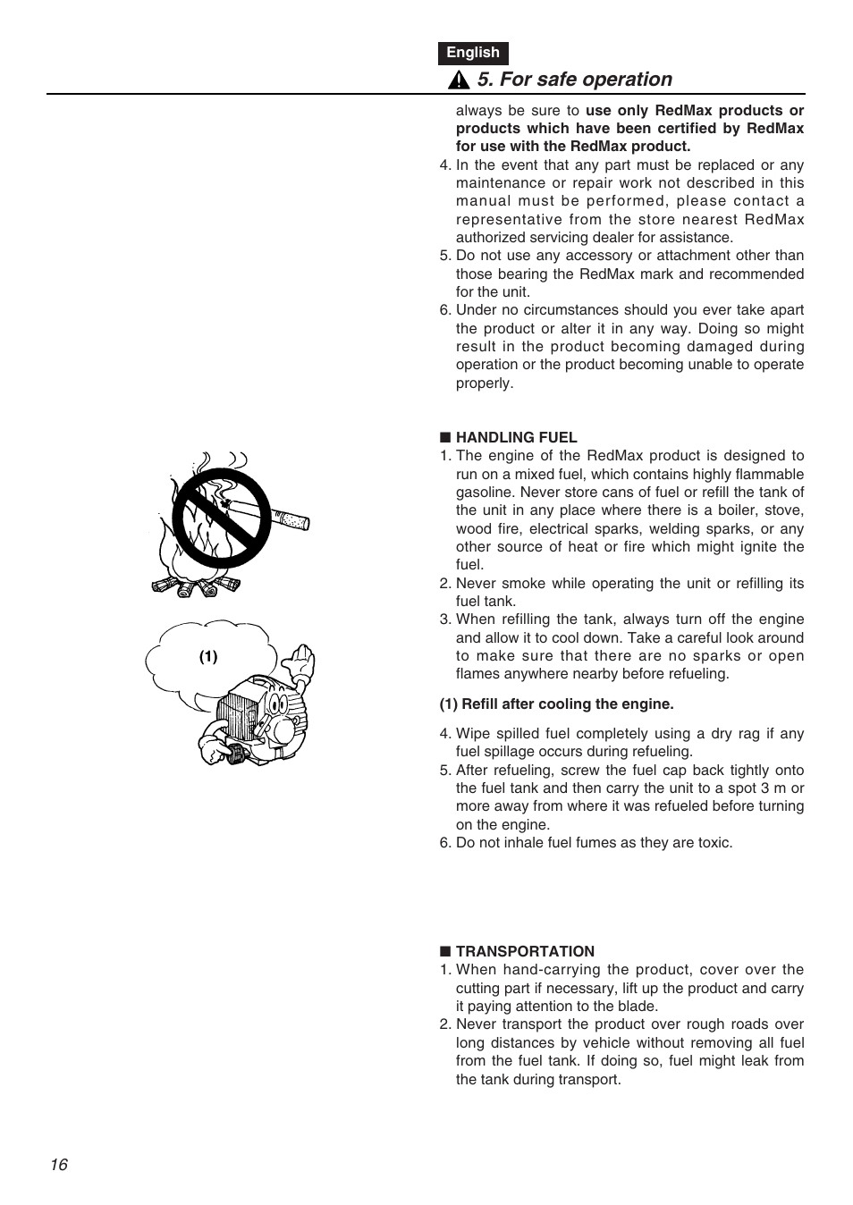 For safe operation | RedMax HTZ2401L-CA User Manual | Page 16 / 56