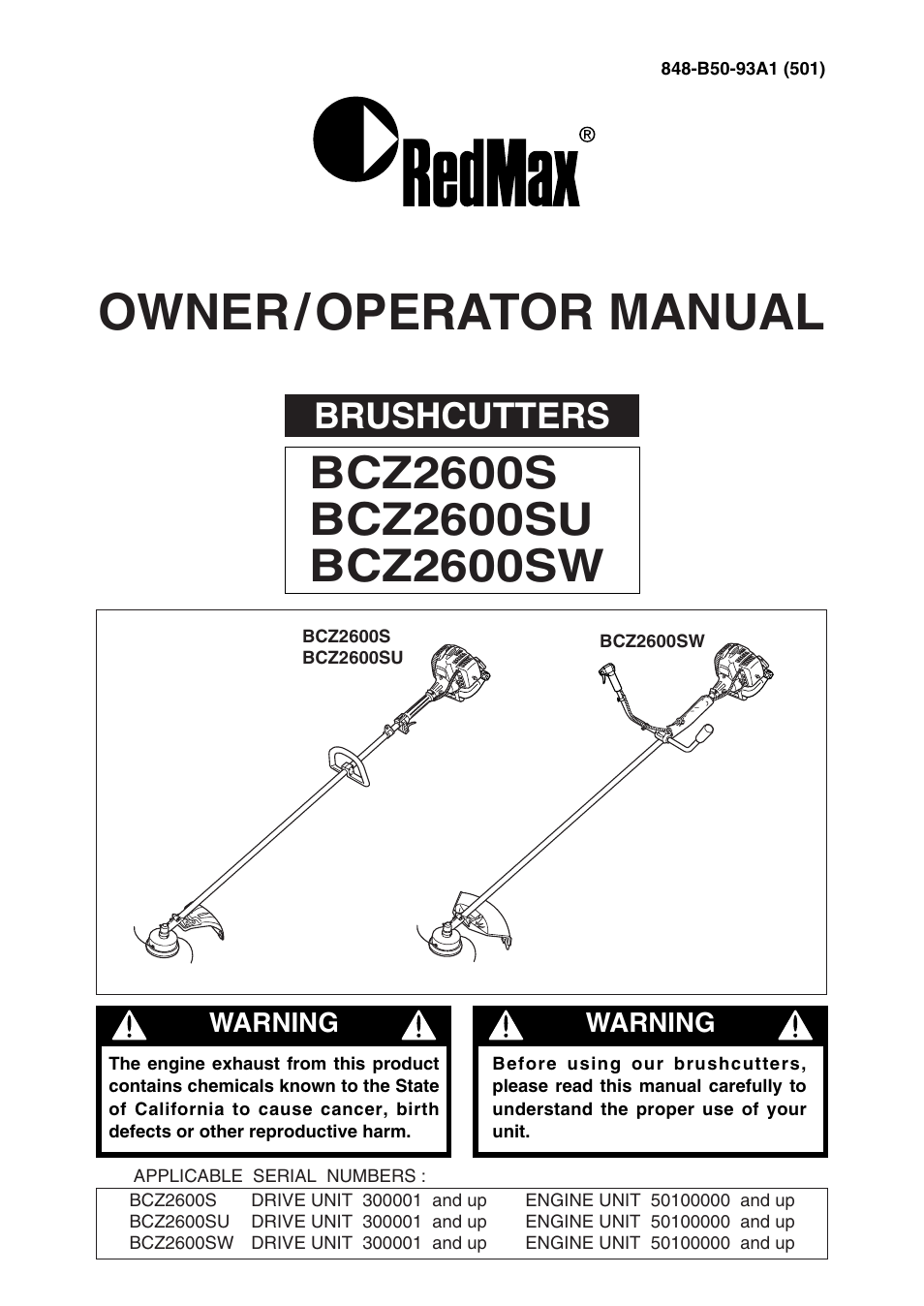 RedMax BCZ2600SU User Manual | 40 pages