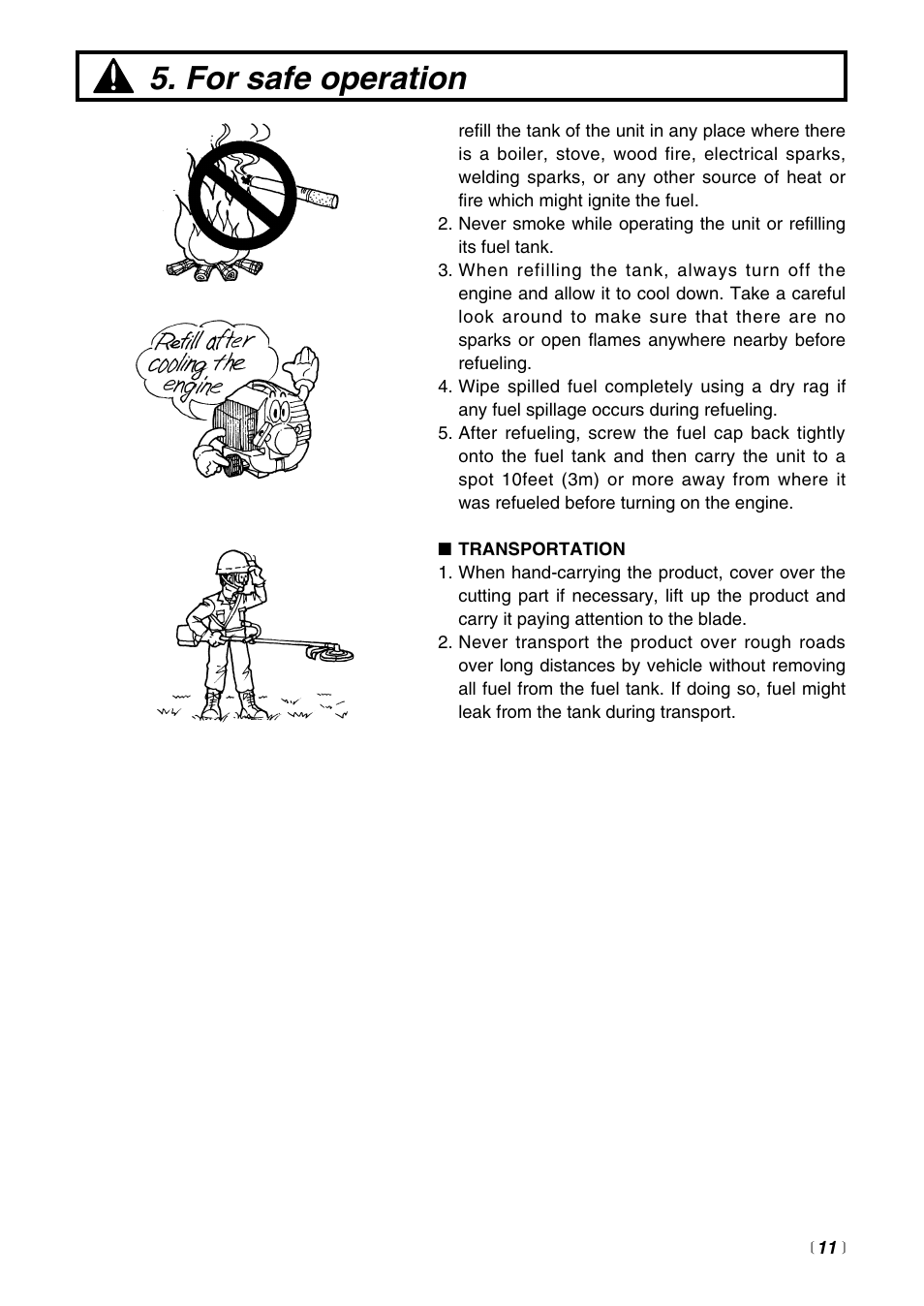 For safe operation | RedMax BCZ2600SU User Manual | Page 11 / 40