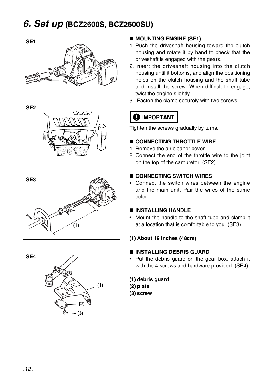 Set up | RedMax BCZ2600SU User Manual | Page 12 / 40