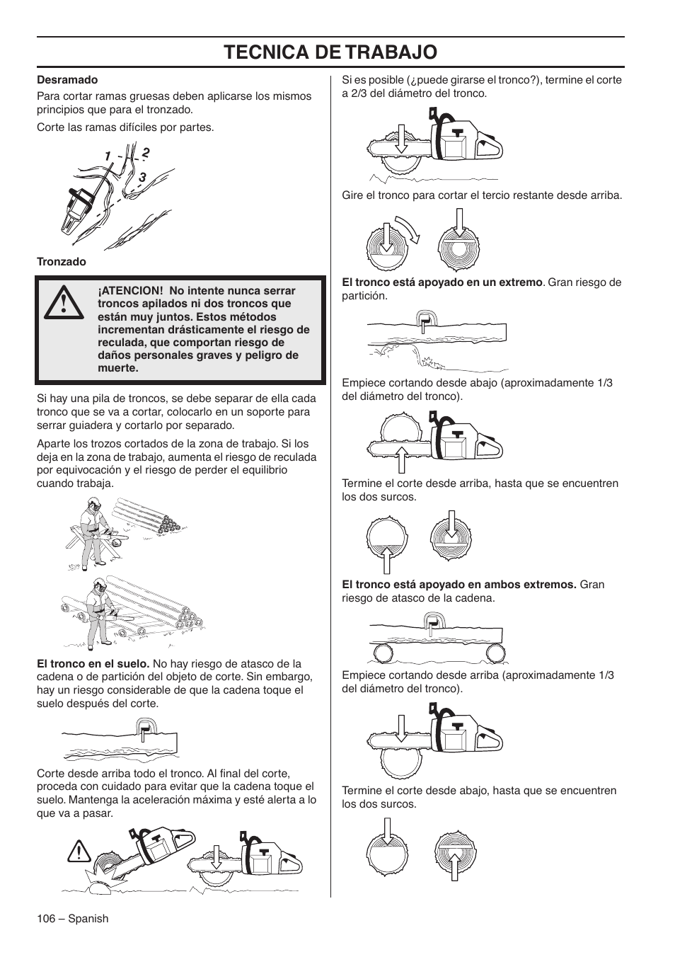 Tecnica de trabajo | RedMax GZ7000 User Manual | Page 106 / 152
