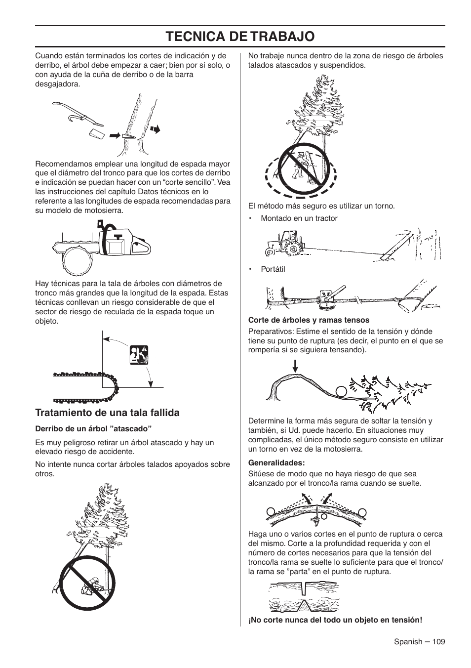 Tratamiento de una tala fallida, Tecnica de trabajo | RedMax GZ7000 User Manual | Page 109 / 152