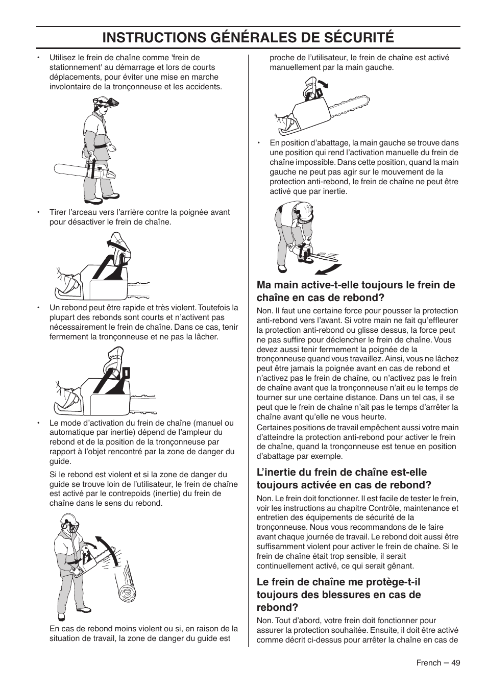 Instructions générales de sécurité | RedMax GZ7000 User Manual | Page 49 / 152