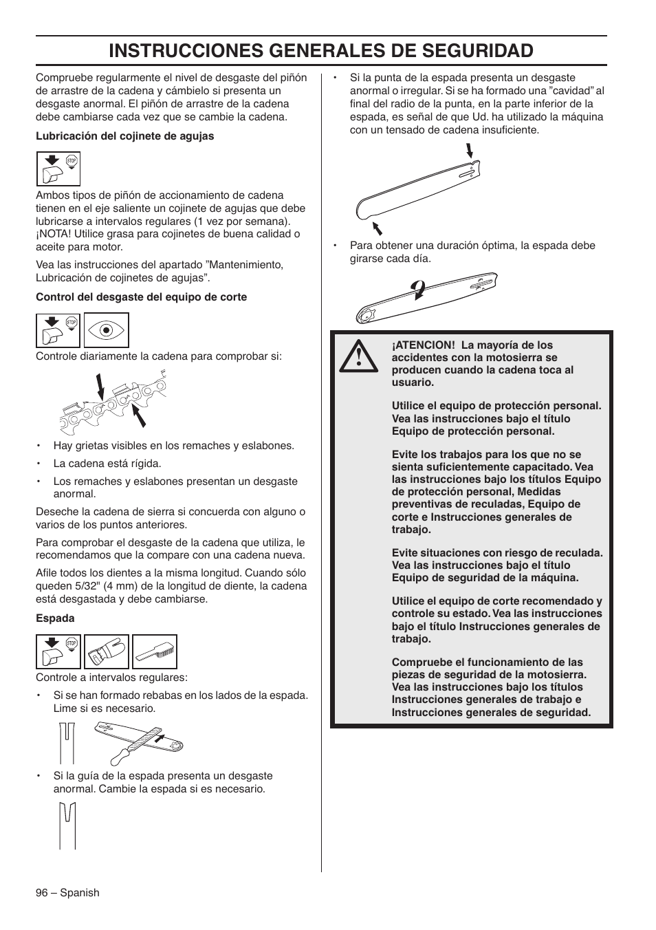 Instrucciones generales de seguridad | RedMax GZ7000 User Manual | Page 96 / 152