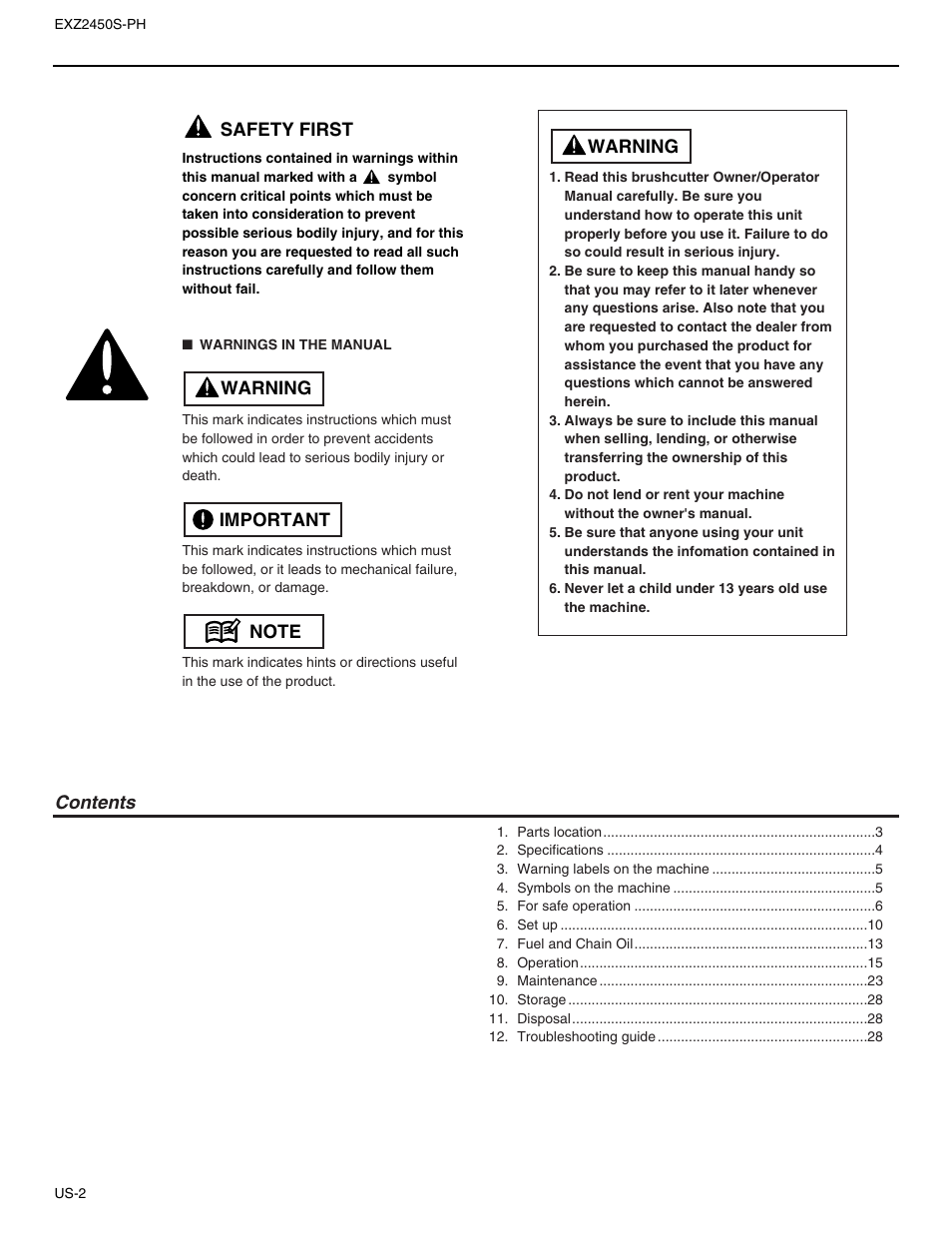 RedMax EXTREME EXZ2450S-PH User Manual | Page 2 / 30
