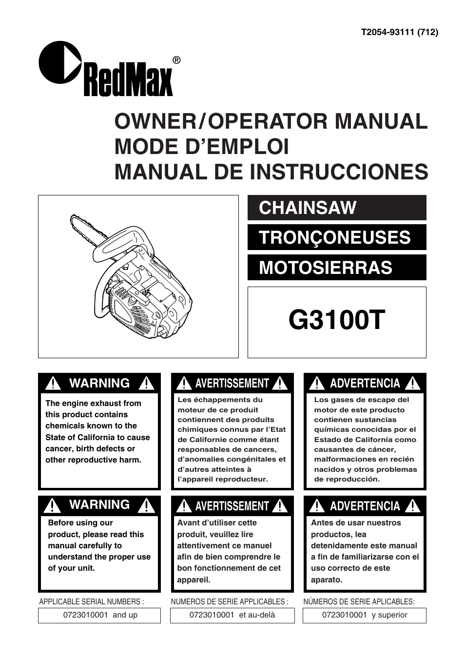 RedMax G3100T User Manual | 64 pages