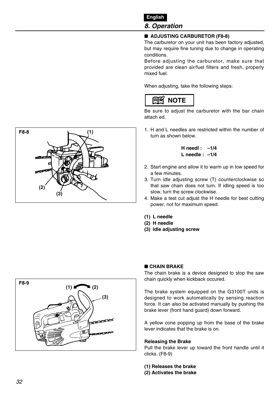 Operation | RedMax G3100T User Manual | Page 32 / 64