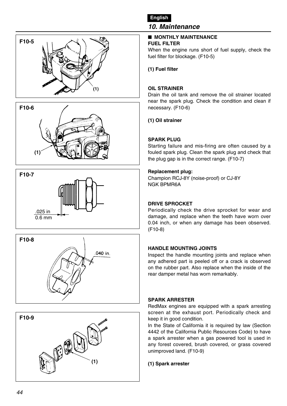 Maintenance | RedMax G3100T User Manual | Page 44 / 64