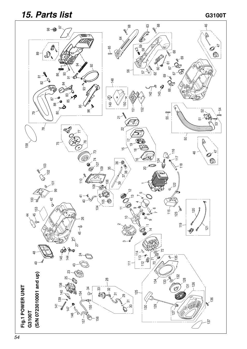 Parts list | RedMax G3100T User Manual | Page 54 / 64