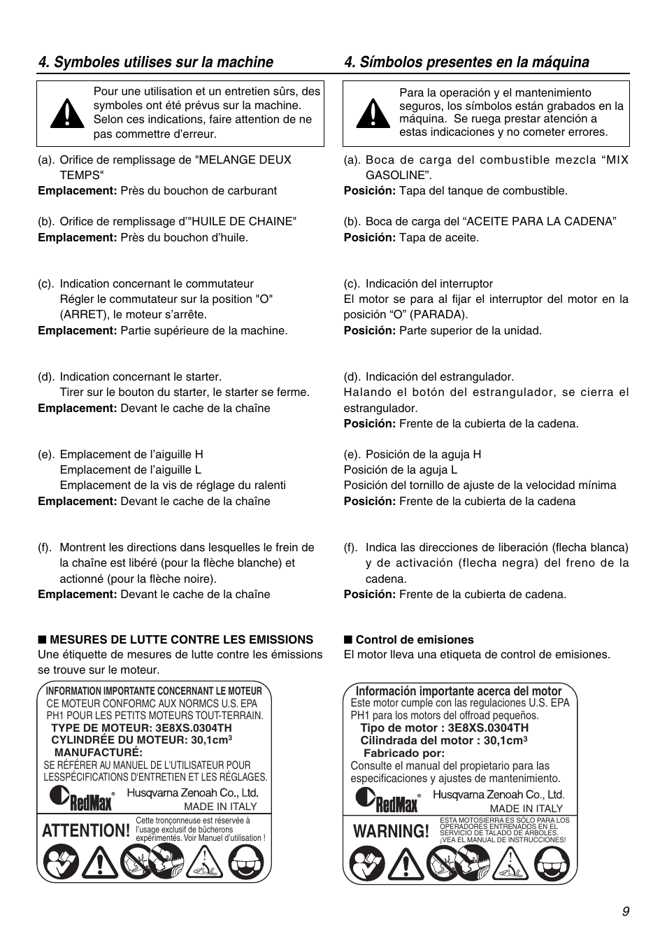 Attention, Warning | RedMax G3100T User Manual | Page 9 / 64