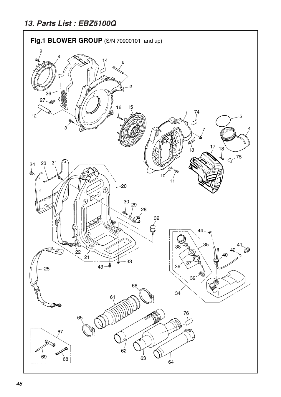 Parts list : ebz5100q | RedMax EBZ5100Q User Manual | Page 48 / 56