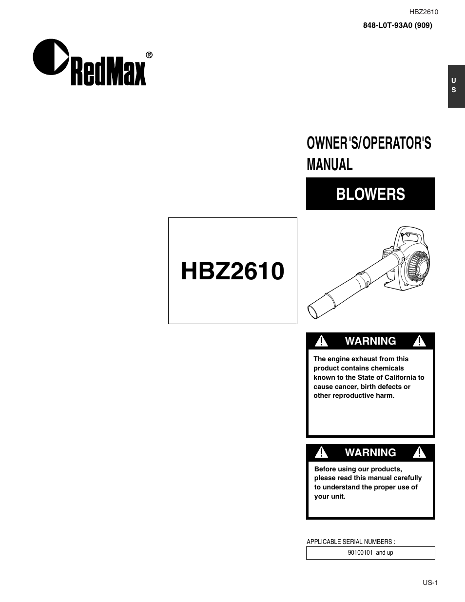 RedMax HBZ2610 User Manual | 16 pages