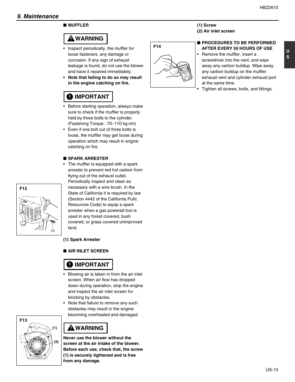 RedMax HBZ2610 User Manual | Page 13 / 16