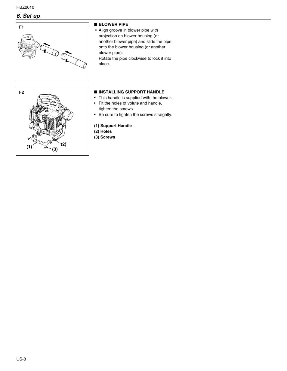 Set up | RedMax HBZ2610 User Manual | Page 8 / 16