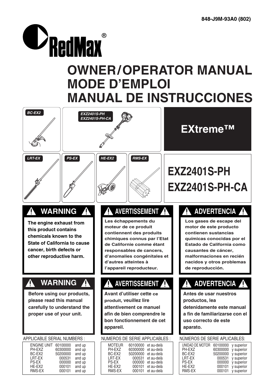RedMax EXZ2401S-PH-CA User Manual | 112 pages