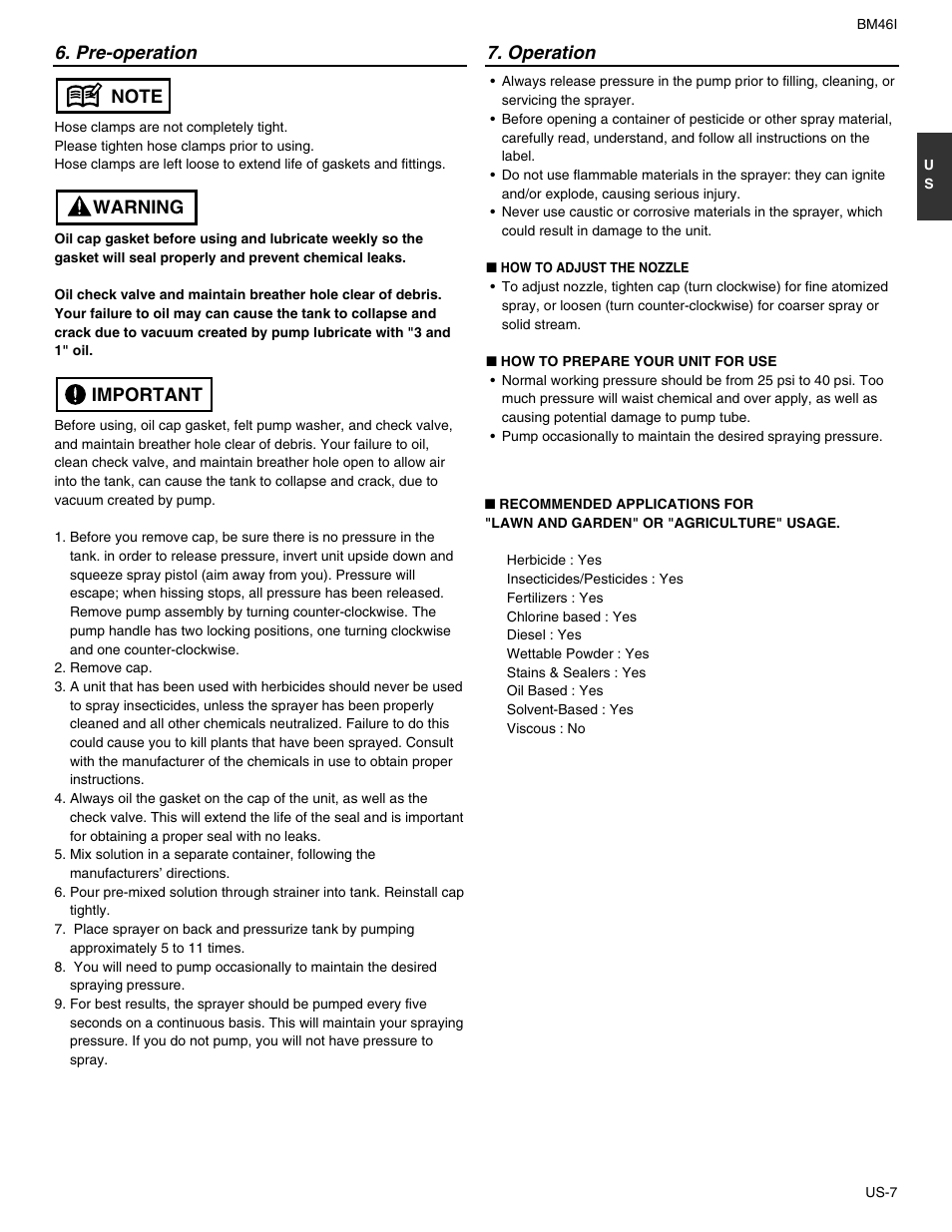 Pre-operation 7. operation | RedMax BM46I User Manual | Page 7 / 9