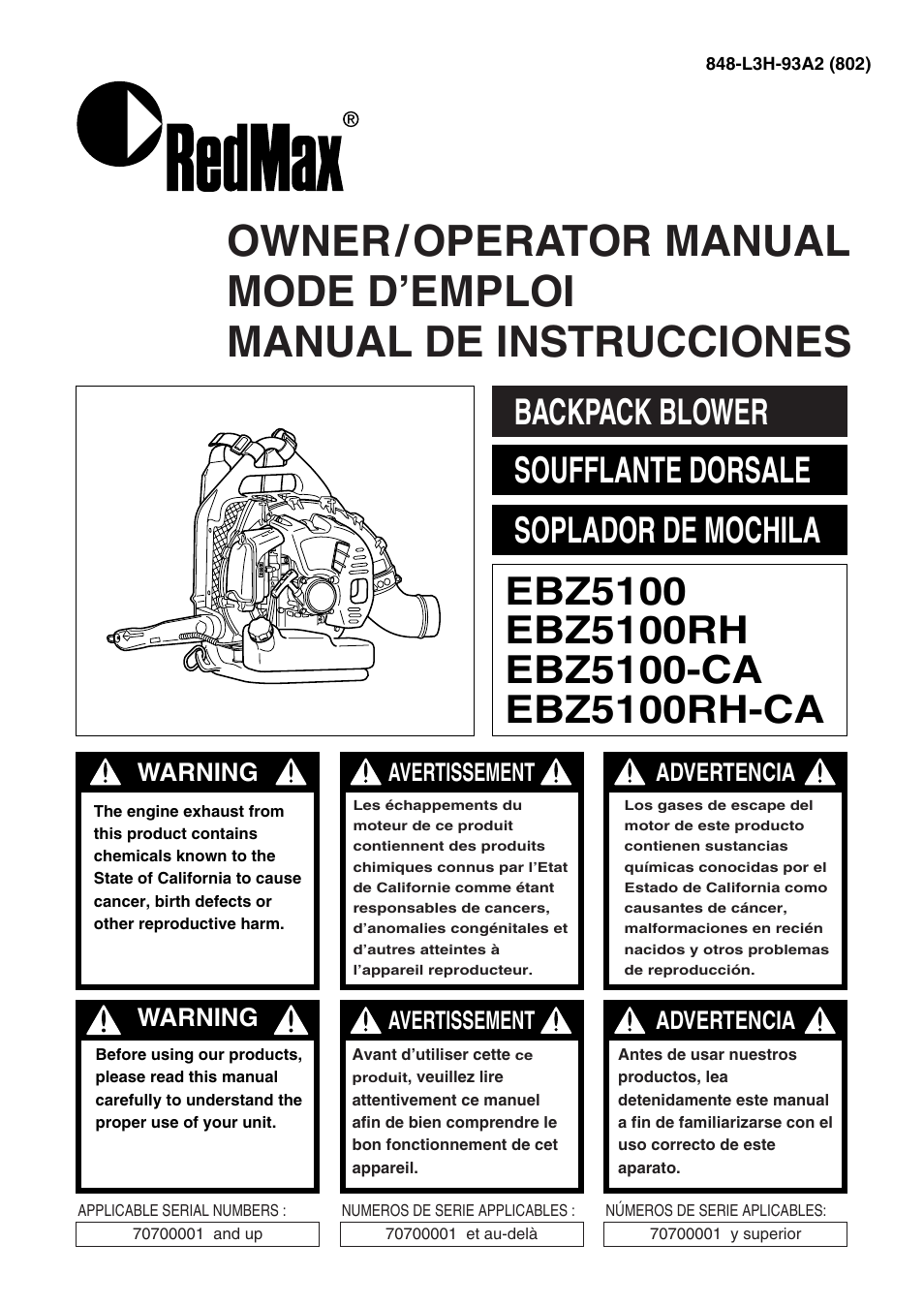 RedMax EBZ5100RH User Manual | 60 pages