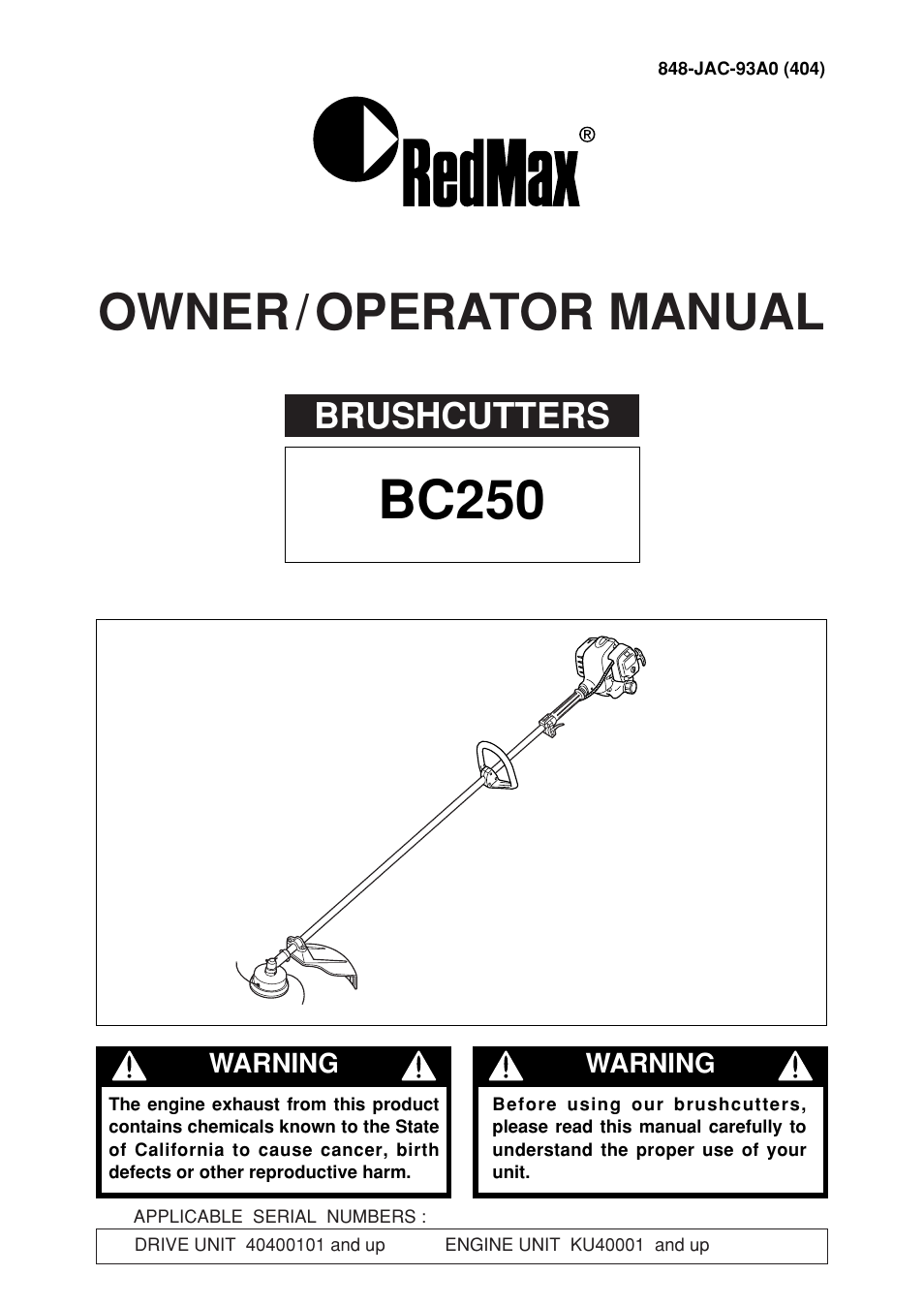 RedMax BC250 User Manual | 32 pages